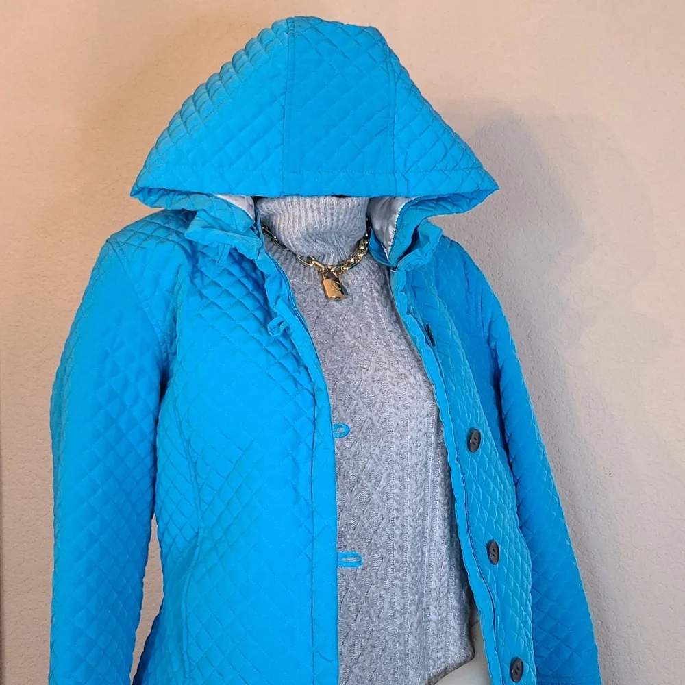 EXCELLENT CONDITION CALVIN KLEIN QUILTED BLUE HOODED JACKET MEDIUM